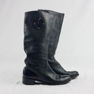 Tory Burch black leather riding boots, size 8